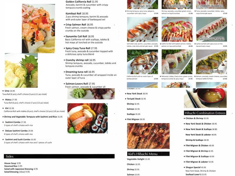 Kyoto Japanese Steakhouse Menu