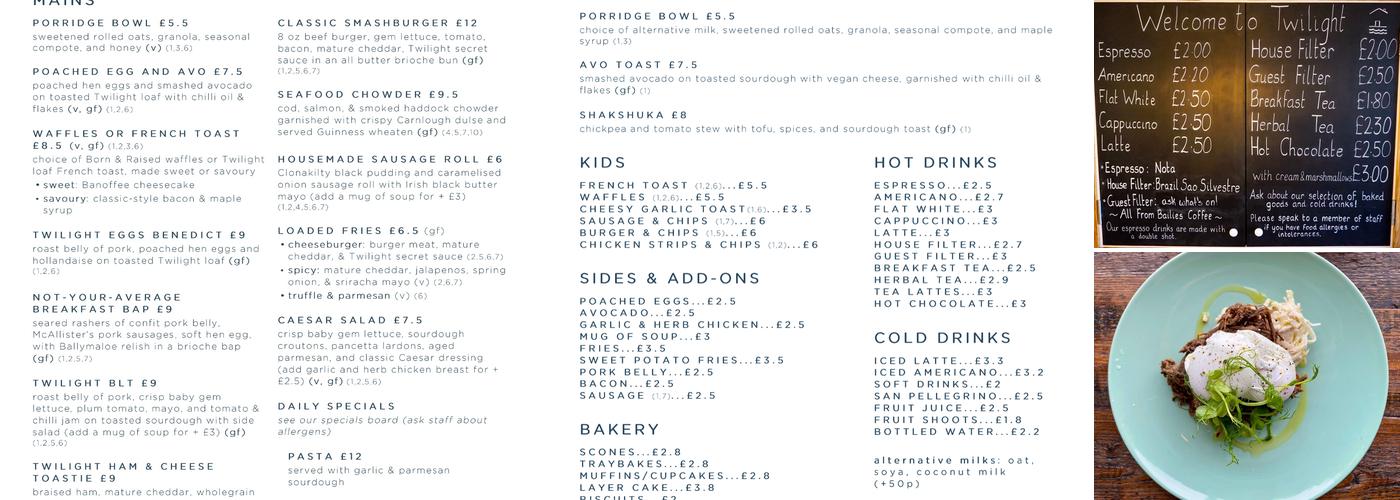 Twilight Coffee & Bunkhouse Menu