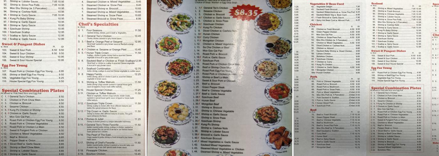 Great Wall Menu