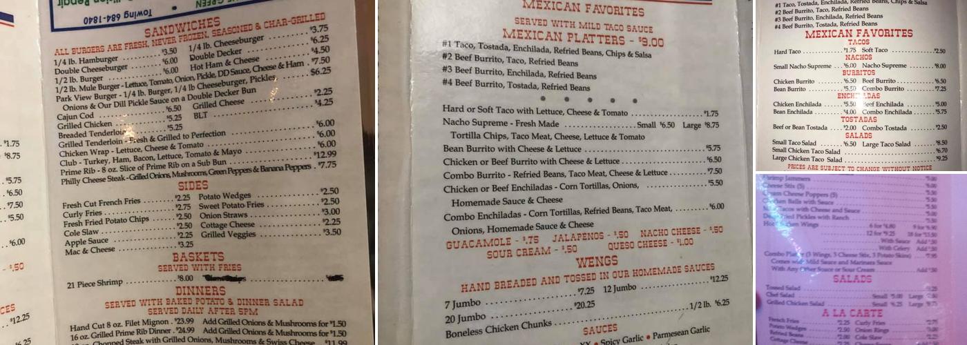 Red Mule Inn Menu