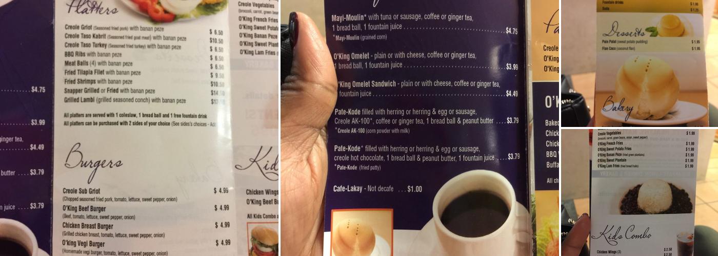 O'King Grill Restaurant Menu