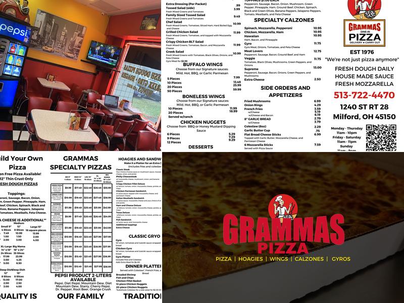 Grammas Pizza Milford Menu