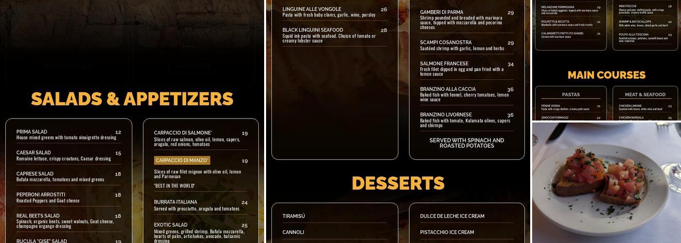 Cafe Prima Pasta Menu