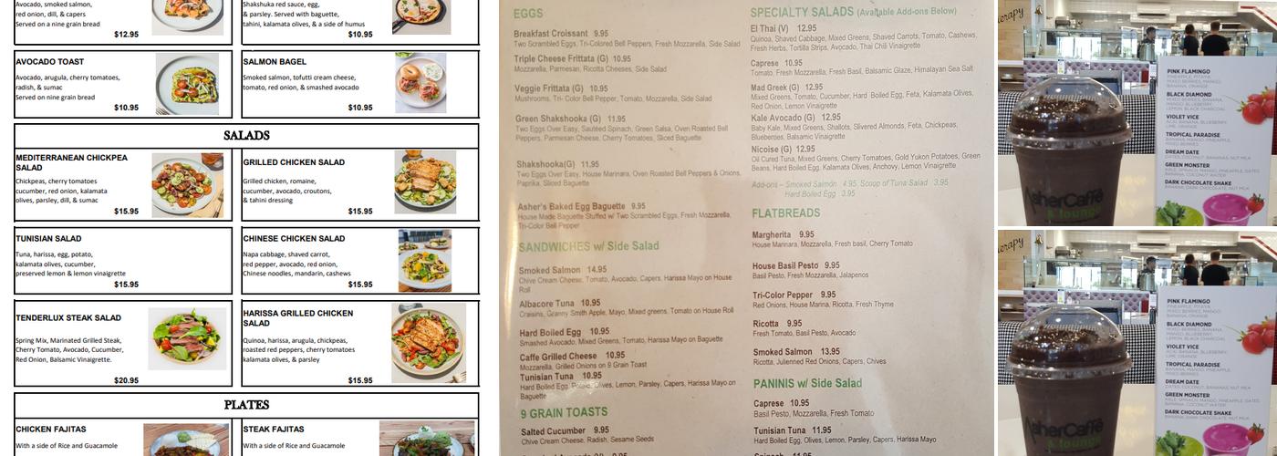 Asher Caffe Menu