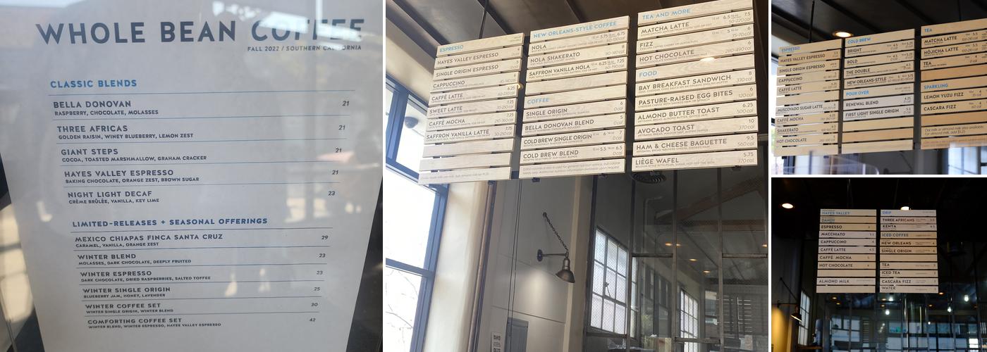 Blue Bottle Coffee Menu