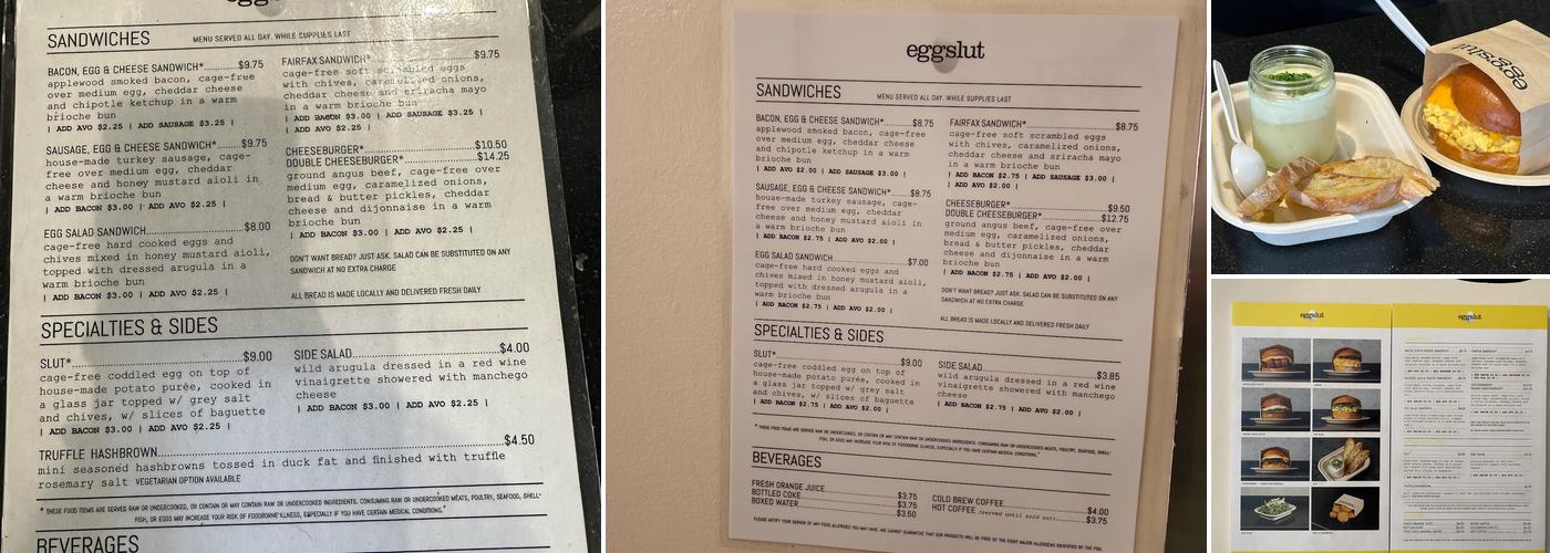 Eggslut Menu