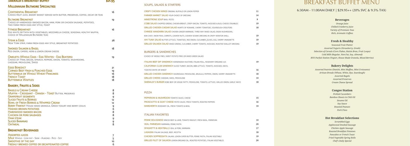 Smeraldi's Menu