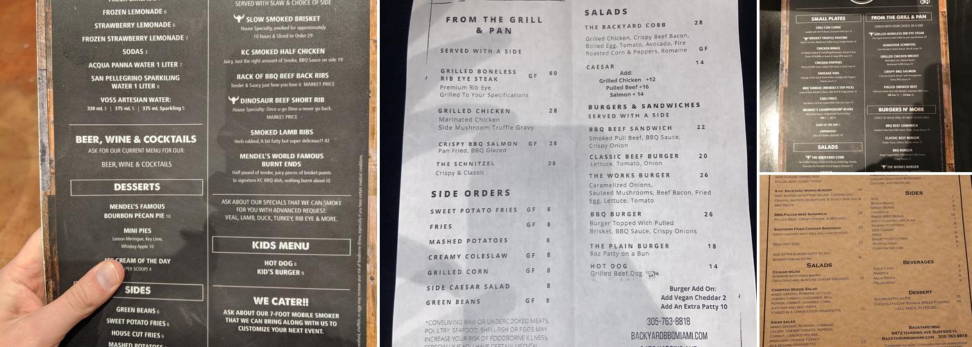 Backyard BBQ & Brew Menu