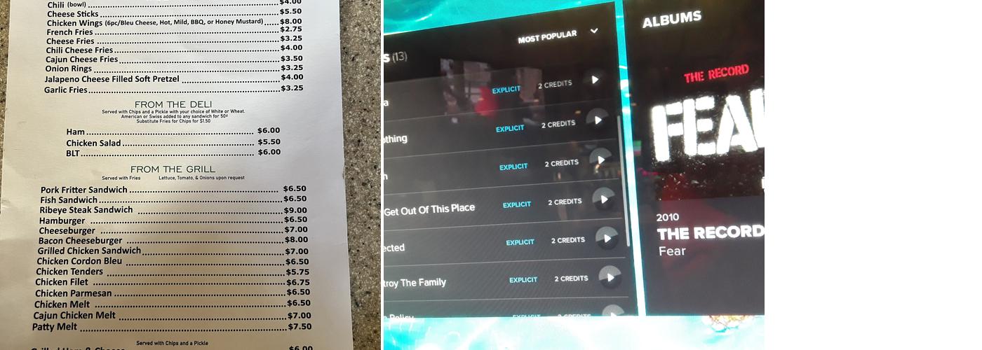 Zappz Menu