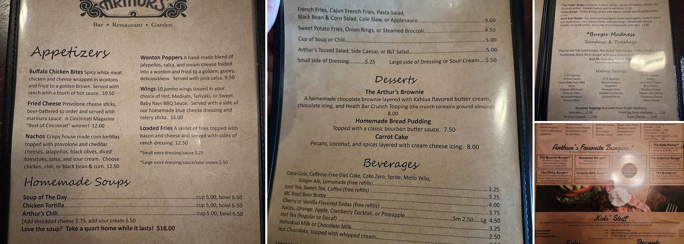 Arthur's Menu