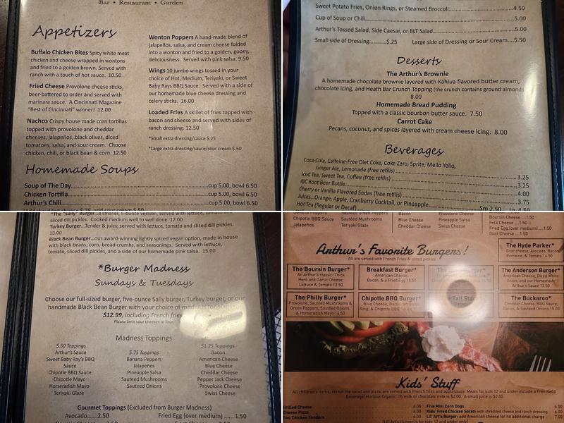 Arthur's Menu