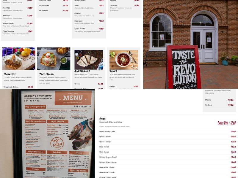 Ortega's Taco Shop Menu