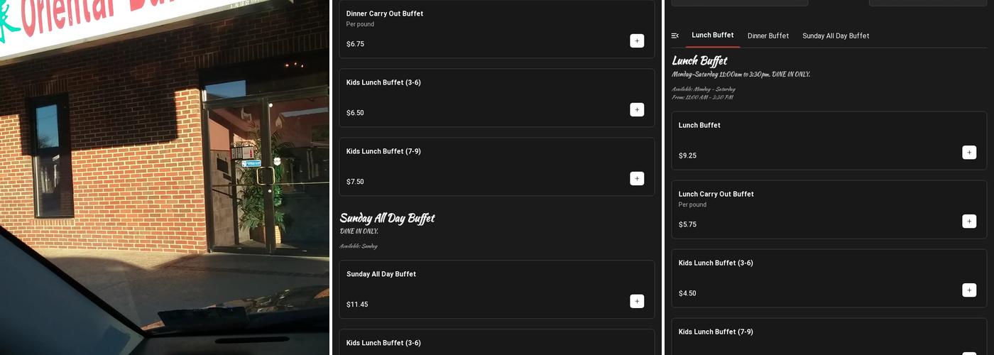 Oriental Buffet Menu