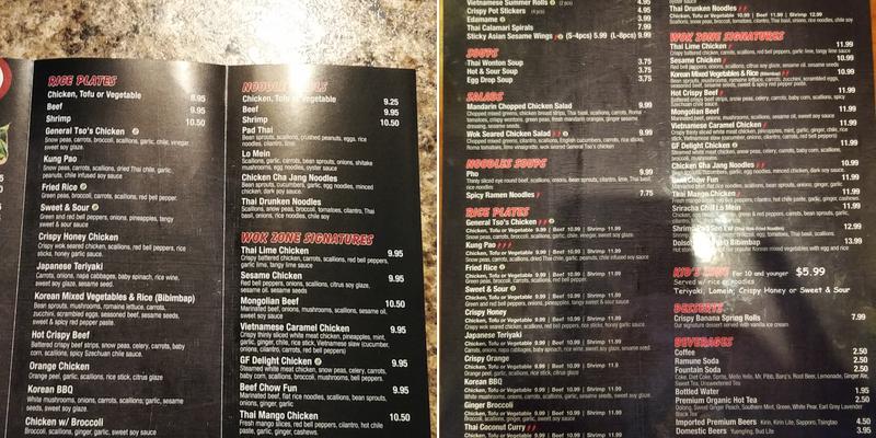 Wok Zone Menu