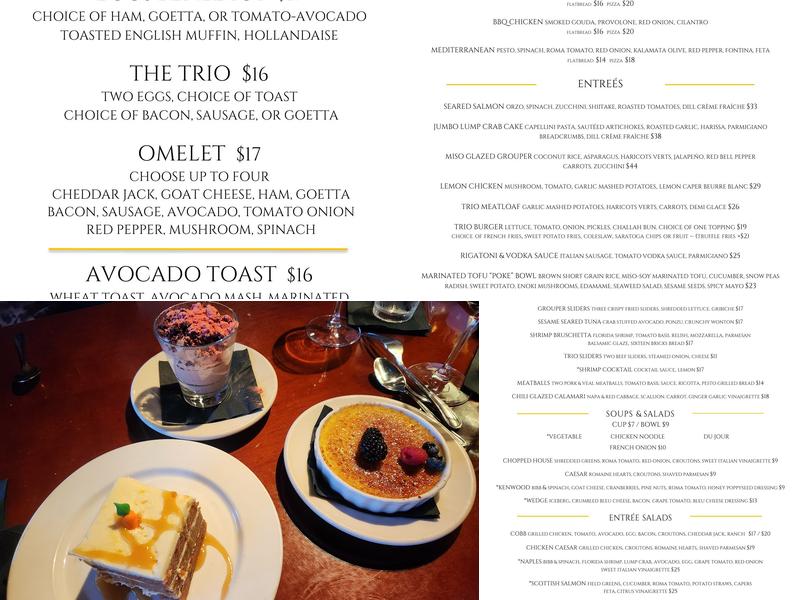 Trio Bistro Menu