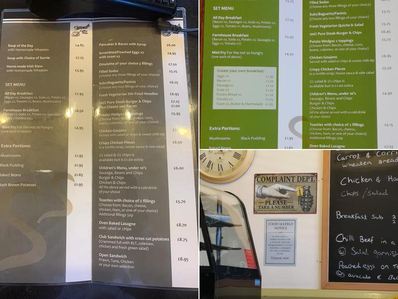 STEAMERS COFFEE SHOP Menu