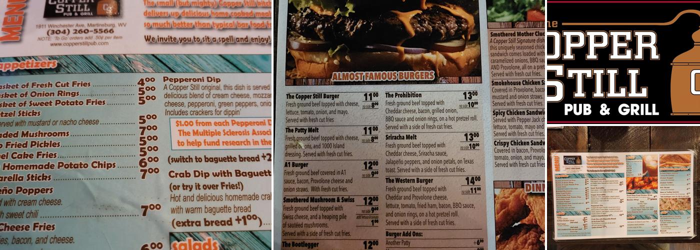 The Copper Still Pub & Grill Menu