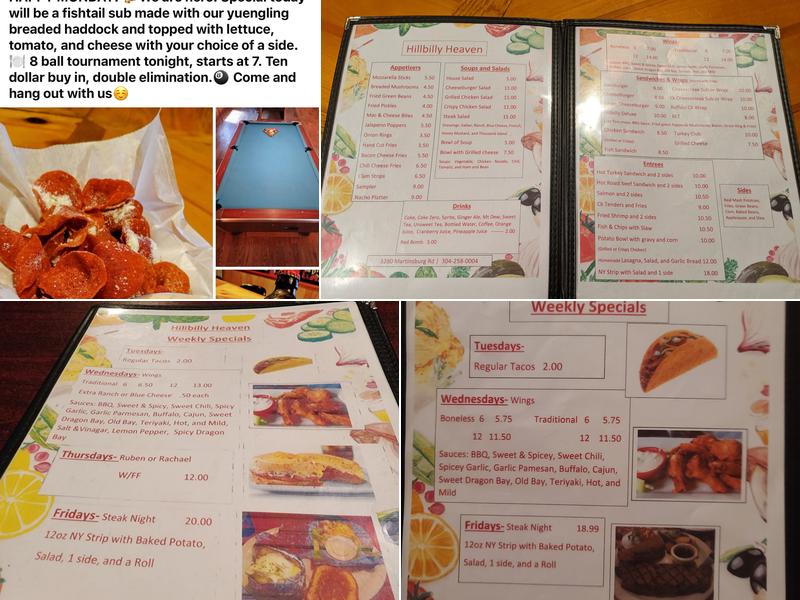 Hillbilly Heaven Bar & Grill Menu