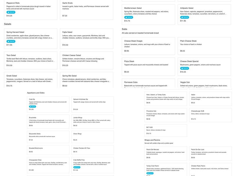 Fratelli Italian Pizzeria & Grill Menu