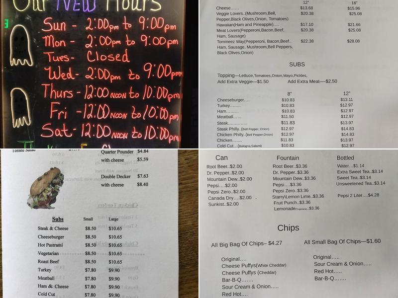 Tommeez Pizza & Sub Menu