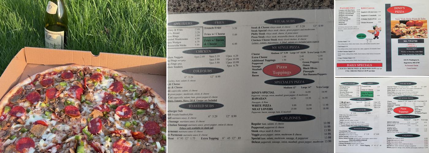 Dino's Pizza Menu