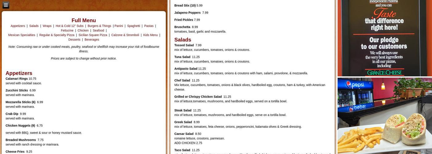 Brothers Pizza Hagerstown Menu