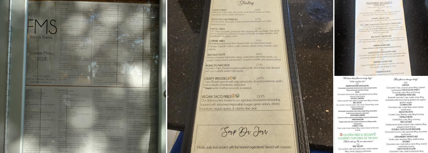 Frost Me Sweet Bistro & Bakery Menu