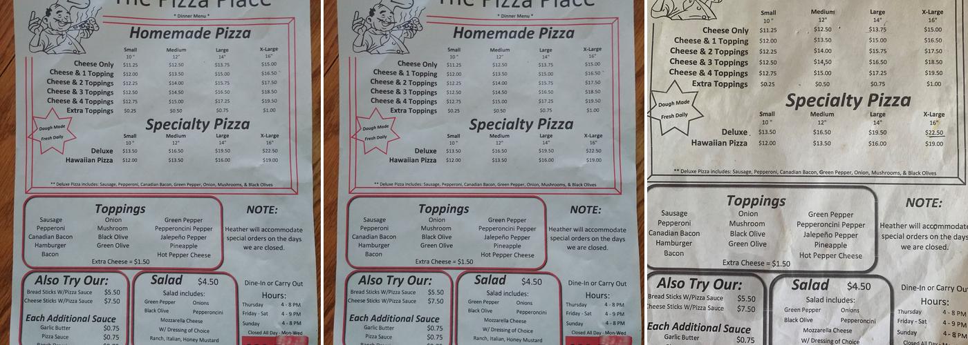 Pizza Place Menu