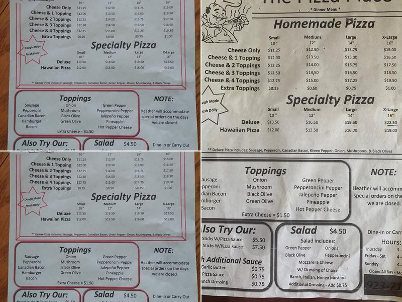 Pizza Place Menu