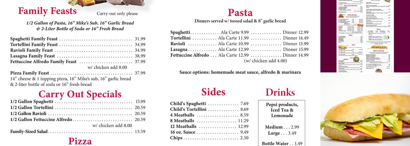 Michael's Italian Feast Menu