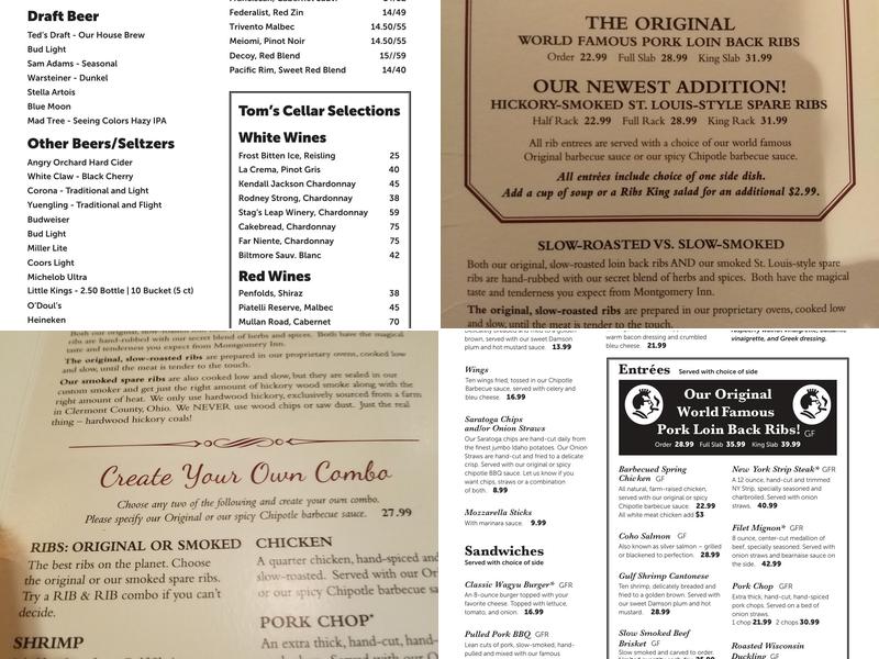 Montgomery Inn Menu