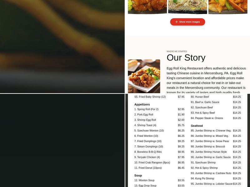 Egg Roll King Menu