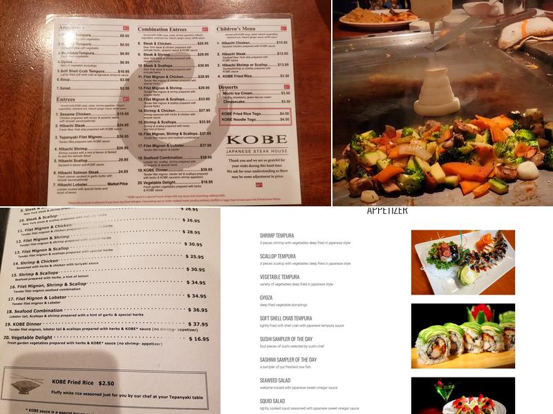 Kobe Japanese Steak House Menu