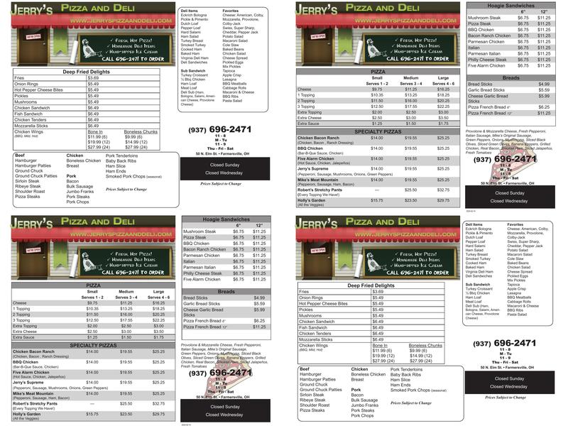 Jerry's Pizza and Deli Menu