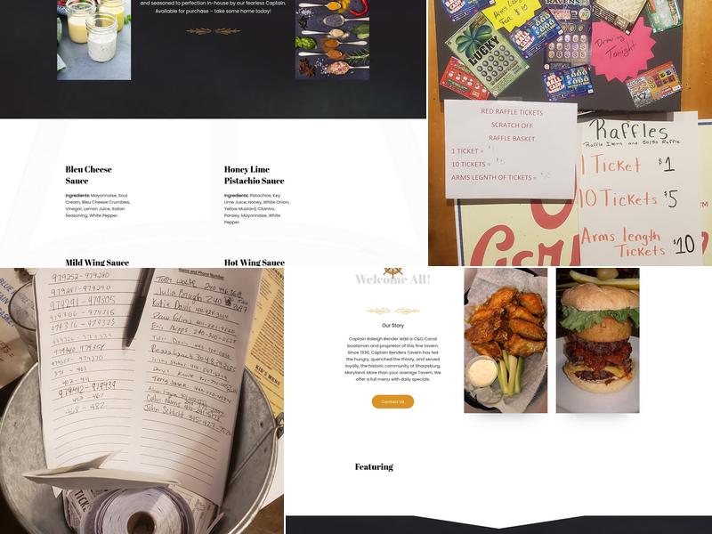 Captain Benders Tavern Menu