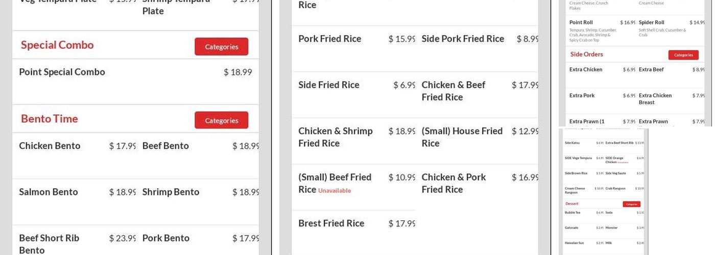 Teriyaki Point Menu