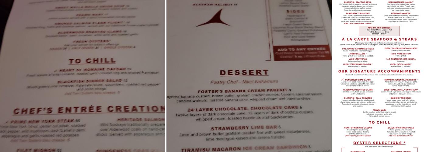Blackfish Menu