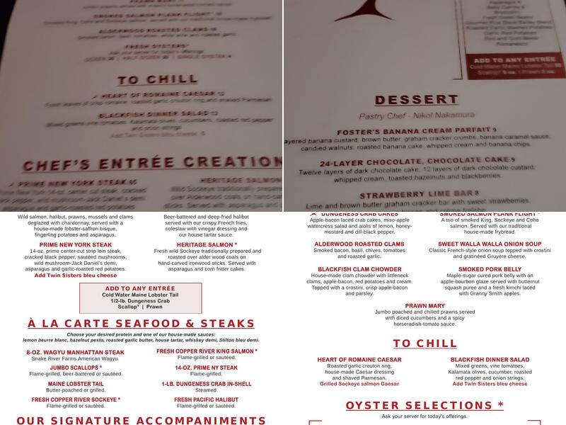 Blackfish Menu