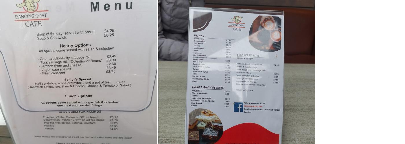 Dancing Goat Cafe Menu