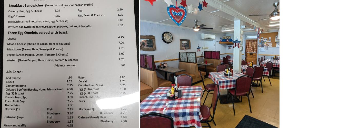 Dixie Diner Menu