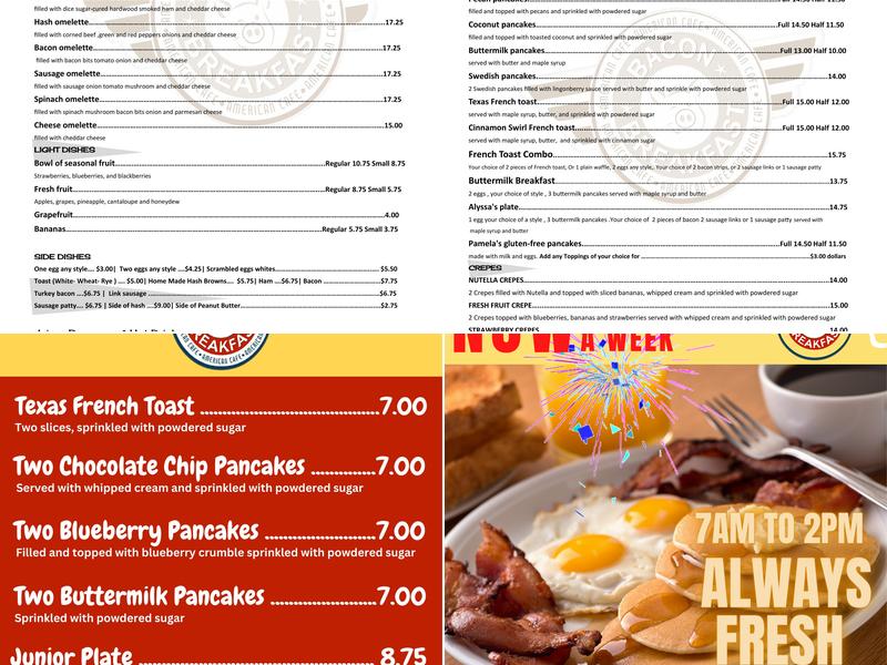 Bacon Breakfast Cafe Menu