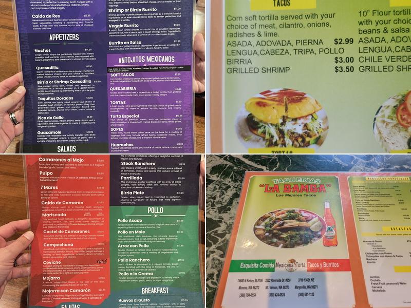 Taquería La Bamba Menu