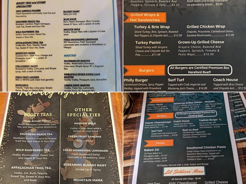 Coach House Bar & Grill Menu