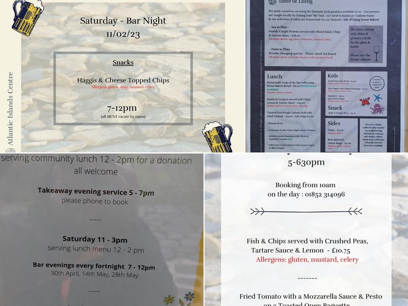 Atlantic Island Centre Menu