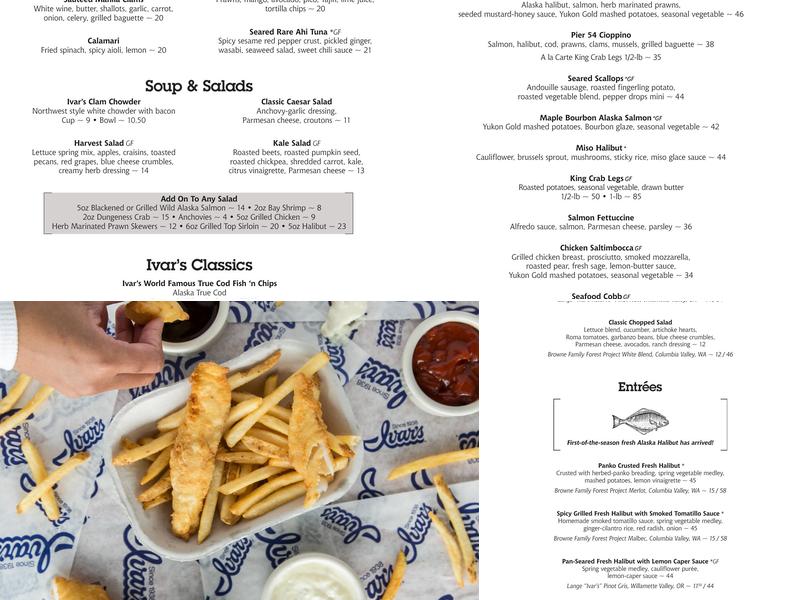 Ivar's Seafood Bar Menu