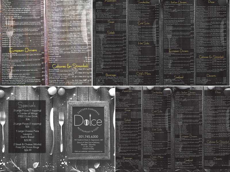 Dolce - Eastern European Restaurant & Pizza Menu