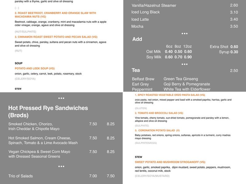 Kaffe O Menu