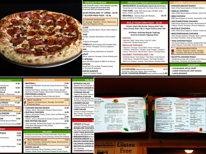 Red Pepper Pizzeria & Pasta Menu