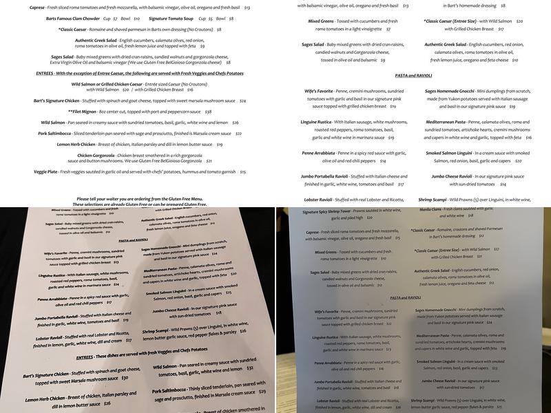 Sages Restaurant Menu