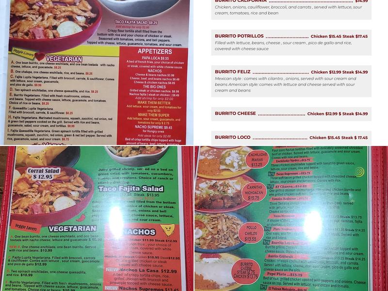 Los Potrillos Menu